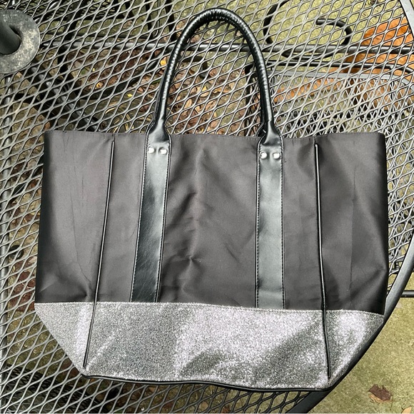 Blingy Stylish Satin Vegan Leather Glitter Double Handle Tote Bag! - Picture 16 of 16